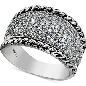 Cubic Zirconia Pavé Statement Ring in Sterling Silver size 7